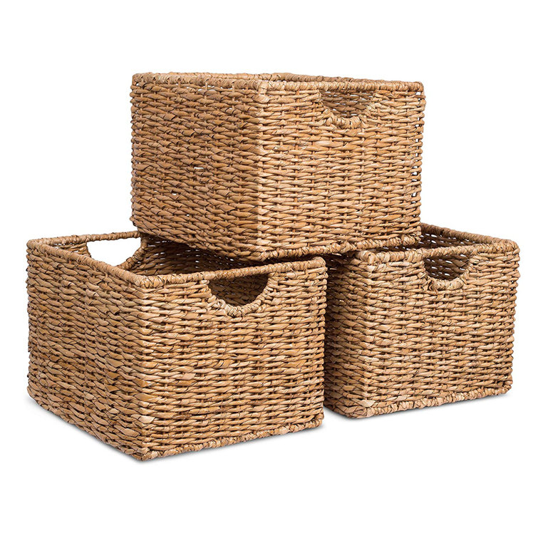 Bayou Breeze Storage Shelf Organizer Wicker Basket Set & Reviews Wayfair